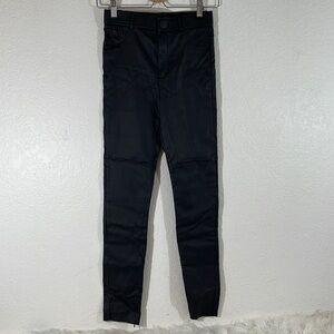 ZARA Coated Skinny Black Pants With Zippered Ankle Size Small
